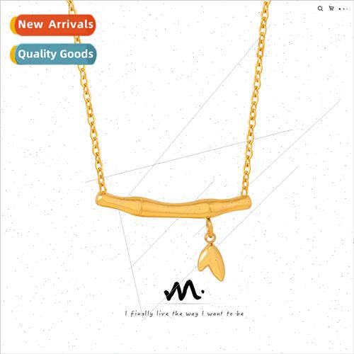 mple bamboo bamboo leaf tanium steel gold-plated pendant nec