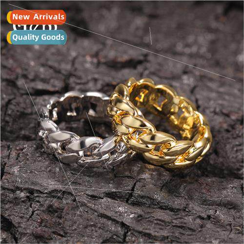 mple glossy Cuban chain ring metal wind hipster hundred set