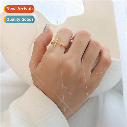 Korea ring simple T open ring tanium steel gold index finger
