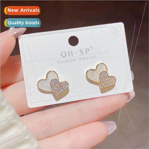 Heart to heart love earrings female delicate sweet s925 silv