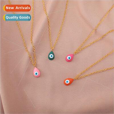 Europe new fashion simple oil drop devil eye necklace ladies