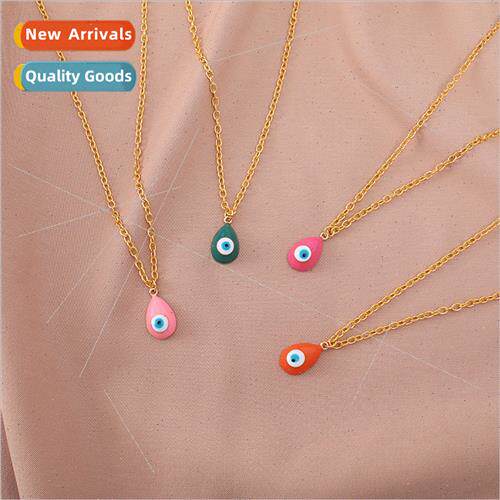 Europe new fashion simple oil drop devil eye necklace ladies