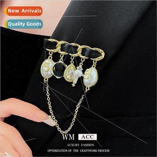 French diamond cross oval pearl teardrop brooch pin vintage