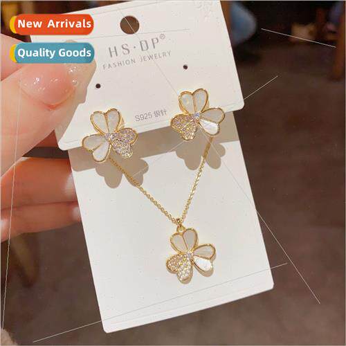 Korea fashion shell full diamonds flowers earrings niche nec