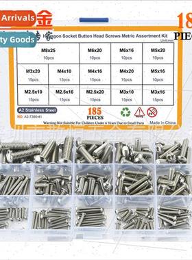 185pcs M3M4 M5 M6 M8 Stainless Steel 304 Pan Head Hexagon So