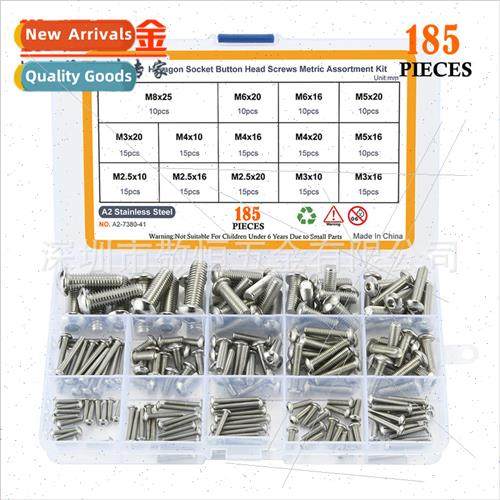 185pcs M3M4 M5 M6 M8 Stainless Steel 304 Pan Head Hexagon So