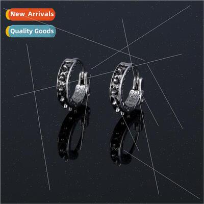 Stainless steel casting earrings tide men punk rivets earrin