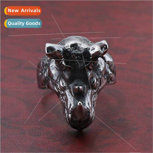 Europe rhinoceros head animal couple ring men alloy finger r