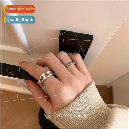 Japan niche double pearl ring 2023 new tide simple index fin