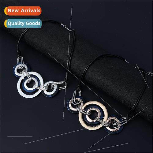 Necklace new ins female round resin Europe hundred wh jewelr - 实物图