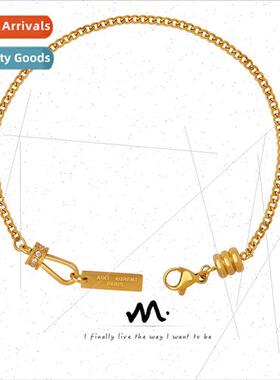 Korea inlaid zirconia engraved square sign pendant bracelet