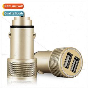 Car Charger Aluminum Alloy Car Phone Charger Dual Port USB 2