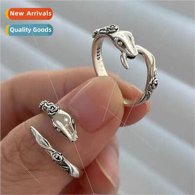 Snake ring female niche fashion rose index ring 925 silver i