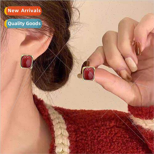 2023 fall winter new red bean earrings female simple retro h