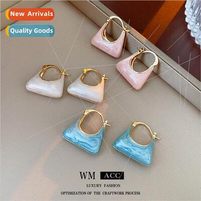 Drip Oil mple Generous Handbag Earrings Buckle Fashion Earri