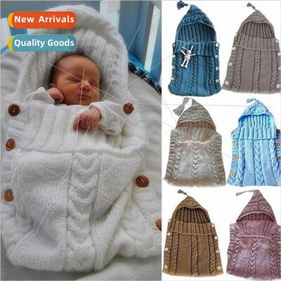 Autumn Winter Baby Knted Woolen Sleeping Bag Button Sleeping