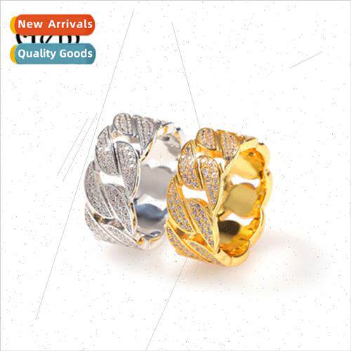 Hip hop new set zirconia Cuba ring men women simple fashion