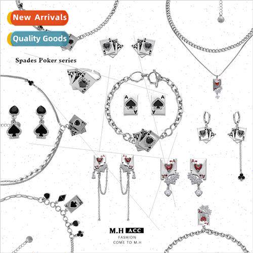 Poker earrings new wave ins niche hip-hop sweet cool wind ea