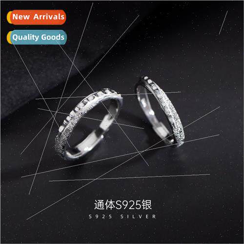 S925 silver simple meet couple ring men women tide rhombus p