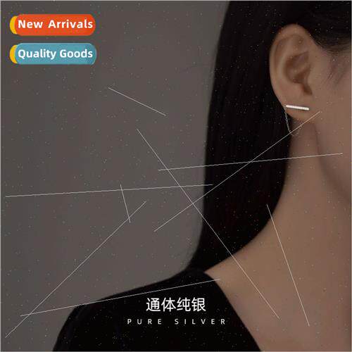 S925 silver one word earrings female back hanging earrings c