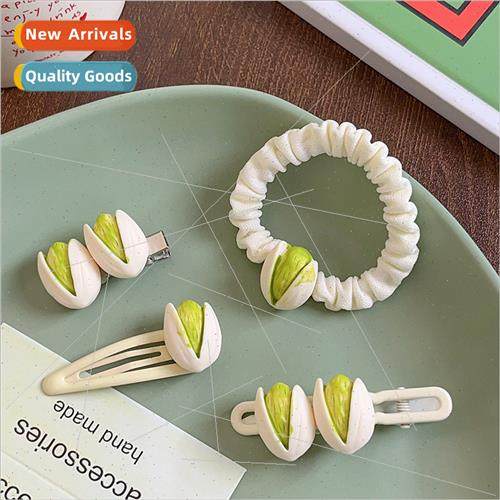Pistachio hair clips fun cute snacks hair accessories sposim