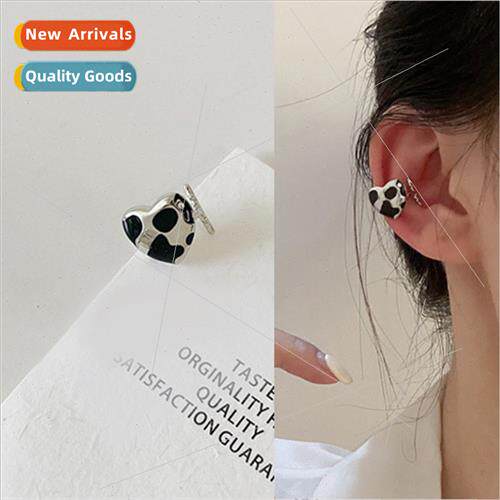 black whe love cow polka dots whout ear holes ear bone clip