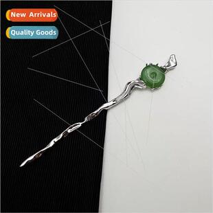 Jade hairpin female niche retro metal hairpin daily hanfu pl