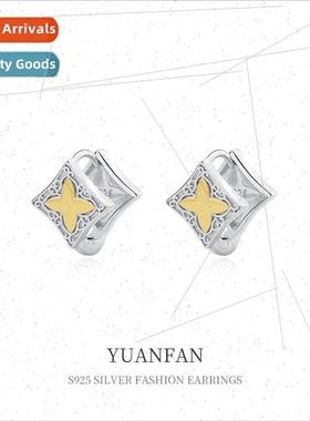 925 silver niche color clashing stars square earrings female