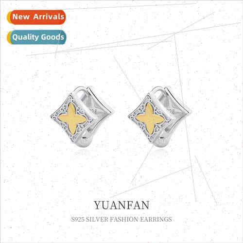 925 silver niche color clashing stars square earrings female