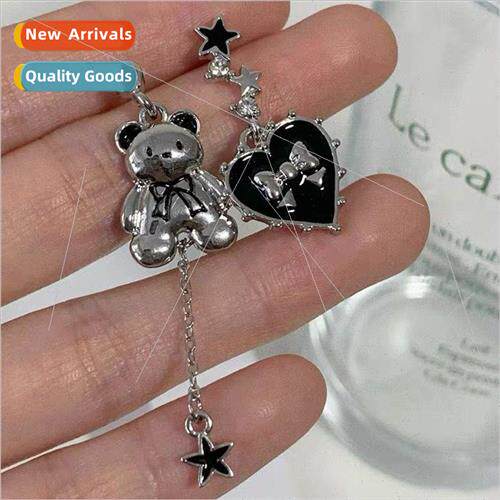 Bear star pendant love bow wh diamond earrings whout ear hol