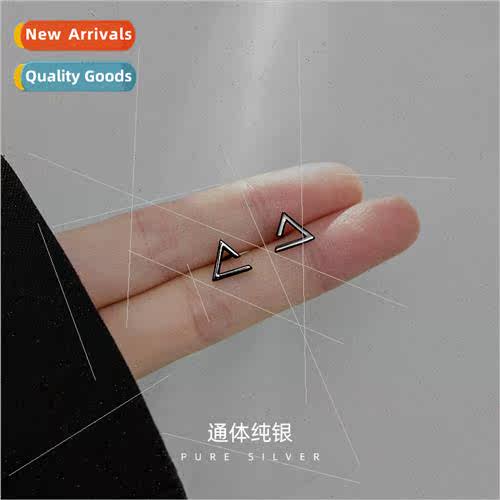 S925 silver Koreaequilateral triangle glossy earrings female