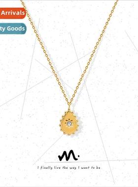 Europe niche geometric solaire zircon inlay necklace tanium