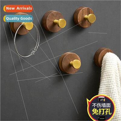 Hanging coat rack coat hooks hole-free wooden creative wall