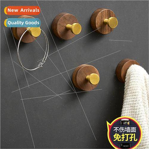 Hanging coat rack coat hooks hole-free wooden creative wall