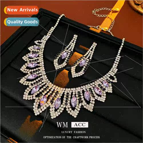 Diamonds Purple Hollowed Out Diamond Tassel Necklace Elegant