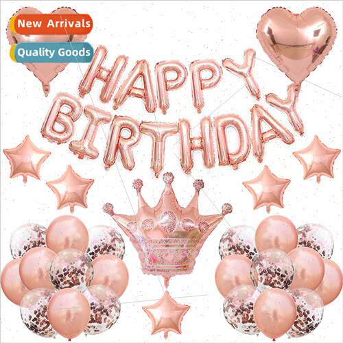 Rose Gold Balloon Set Happy Birthday Alphabet Package Backdr