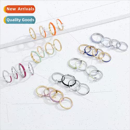 Joyful Color epoxy oil drip copper inlay CZ Europe ins women