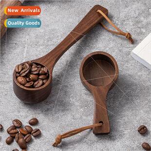 Wooden coffee scoop black walnut long short handle coffee be