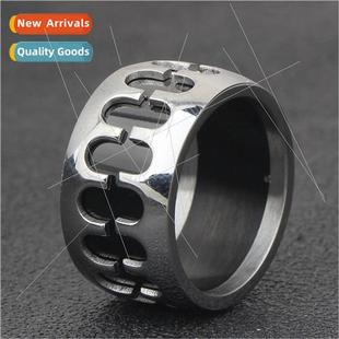 Europe Tanium Steel Ring Creative New Symmetrical Art Galler