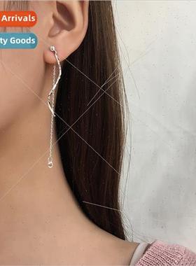 KoreaS-shaped wave tassel hanging back long earrings earring