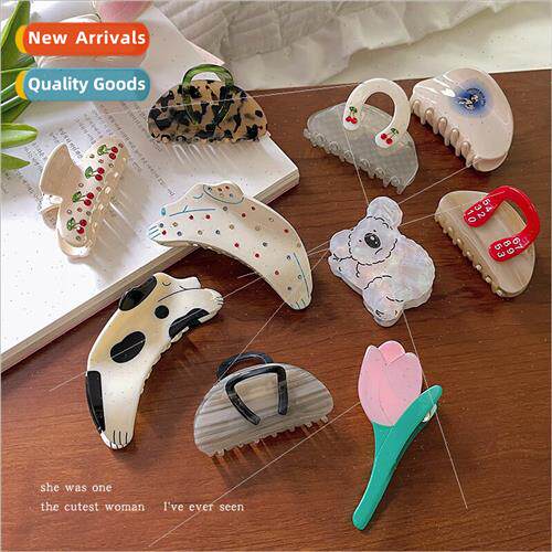 New ins cute grab clip vintage acetate hair grip large plate