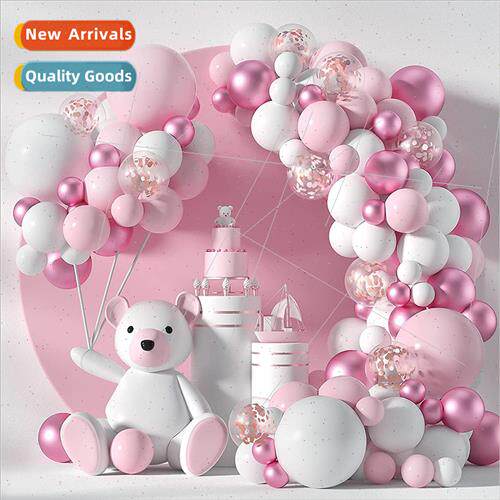 Girls pink metallic pink balloon chain set birthday party we