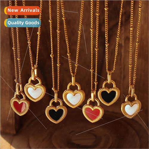 Europe geometric ins niche double sided peach heart necklace