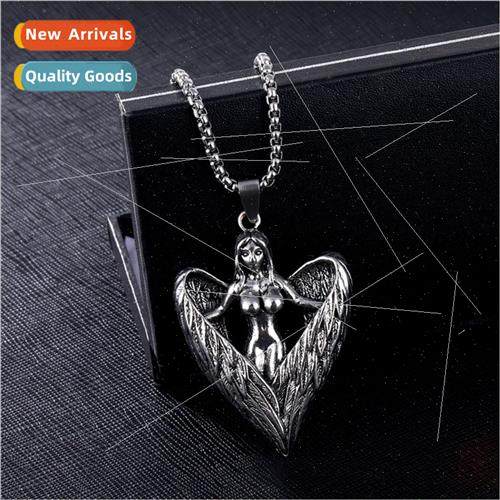 Europe stainless steel necklace creative angel wings pendant