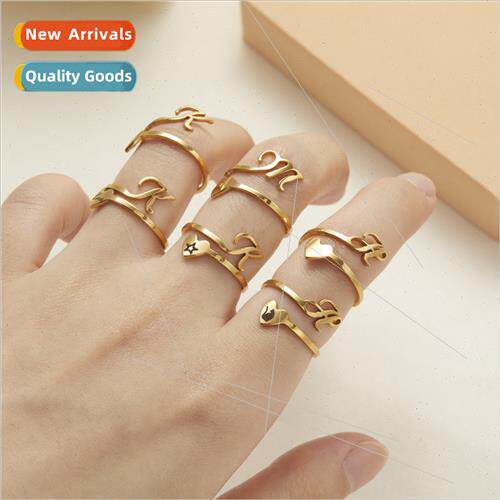 Popular fashion simple letters stainless steel open ring lov