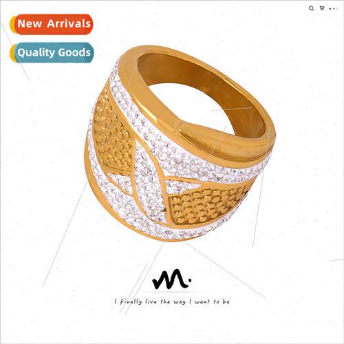Europe new retro niche tanium steel gold-plated diamond ring
