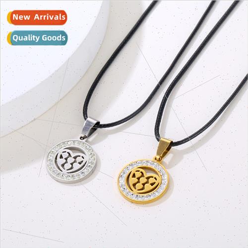 Koreastainless steel round hollow love necklace female fashi