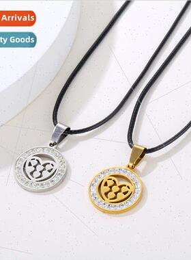 Koreastainless steel round hollow love necklace female fashi