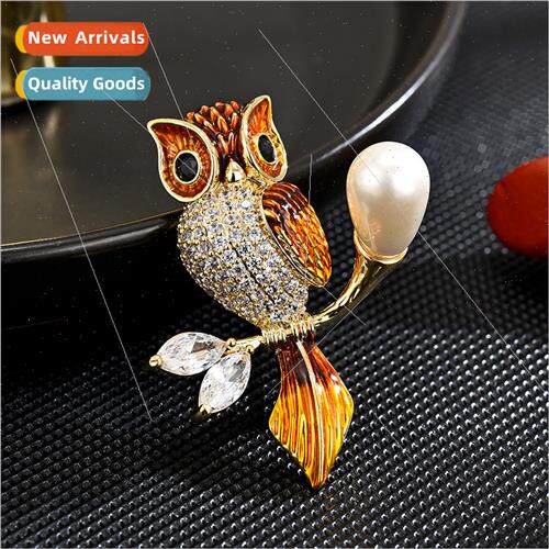 Cute Owl Zirconia Brooch Women Corsage Su Coat Elegant High