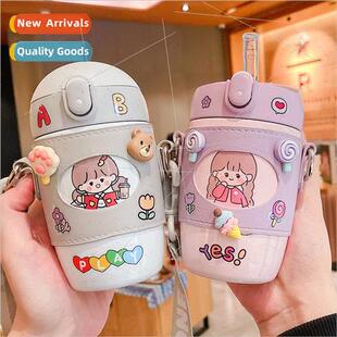 Cute Portable Straw Mug Insulated Mug Female Student Kids Ki